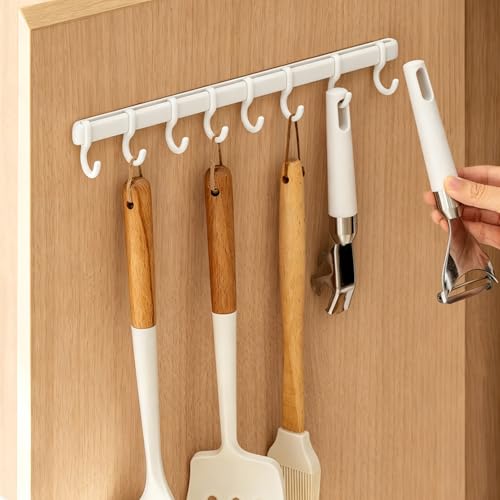 Adjustable Self-Adhesive Cabinet Door Hooks with 8 Hooks
