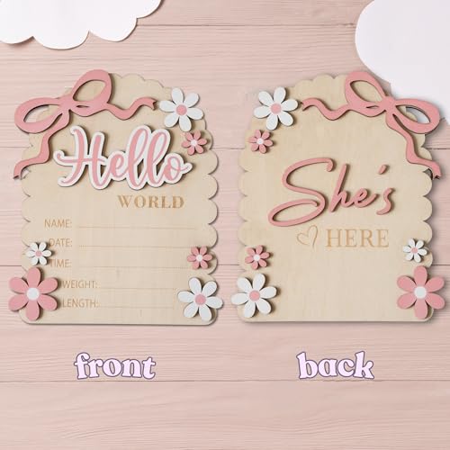 Hello World Baby Announcement Sign - Double-Sided HW3 for Newborn Photos