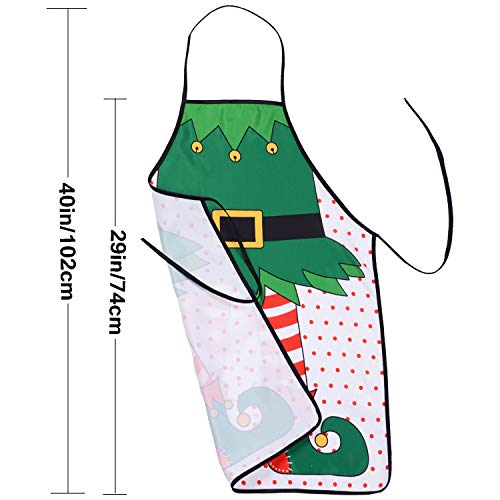 2 Pack Christmas Elf Aprons - Cute Adjustable Kitchen Chef Bibs for Holiday Cooking