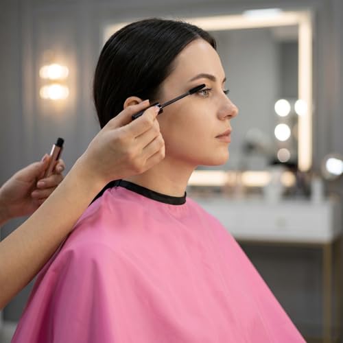 Short Pink Makeup and Hair Dye Cape for Salon and Home Use