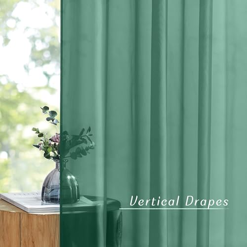 NICETOWN Green Sheer Curtains, Grommet Voile Window Panels (54"W x 84"L, 2-Pack)