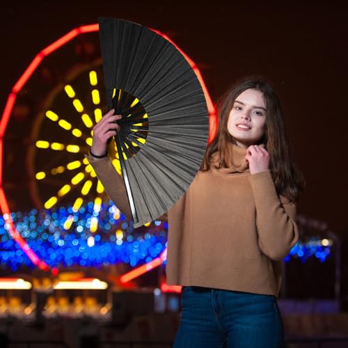 Large Folding Hand Fan for Rave & Festivals - 24" Open