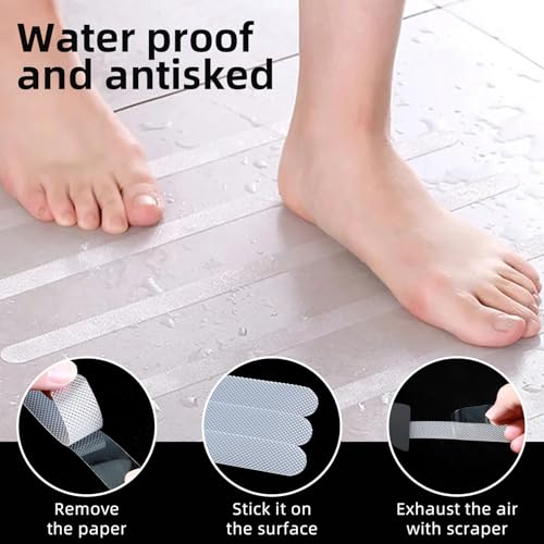 Dimeho Anti-Slip Bathtub Stickers - 12 Pack Non-Slip Shower Safety Strips
