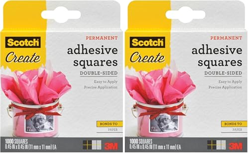 Scotch Permanent Double-Sided Adhesive Squares, 1000 Count (Pack of 2)