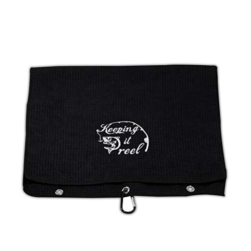 Embroidered Fishing Towel with Clip - Keep it Real Gift for Fishing Lovers