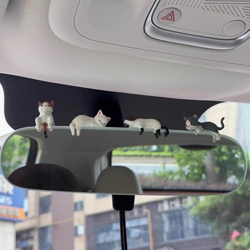 Kiofs 12-Piece Mini Cat Figurine Set for Car & Desk Decor