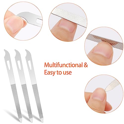 Mozeat Lens Stainless Steel Nail File Set, 6-Piece Double Sided Metal Files with Cleaner Tip for Natural and Acrylic Nails