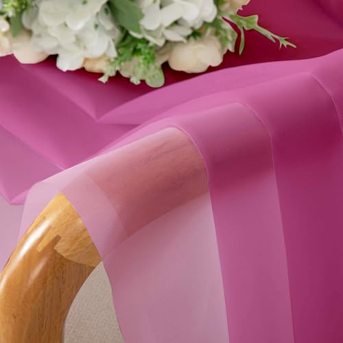 Lecloud Hot Pink Sheer Curtains, 42" x 84" Voile Drapes (2 Panels)