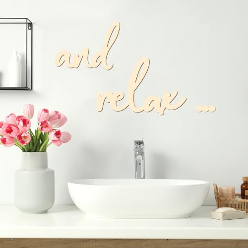 And Relax Wooden Bathroom Wall Art - Modern Rustic Decor