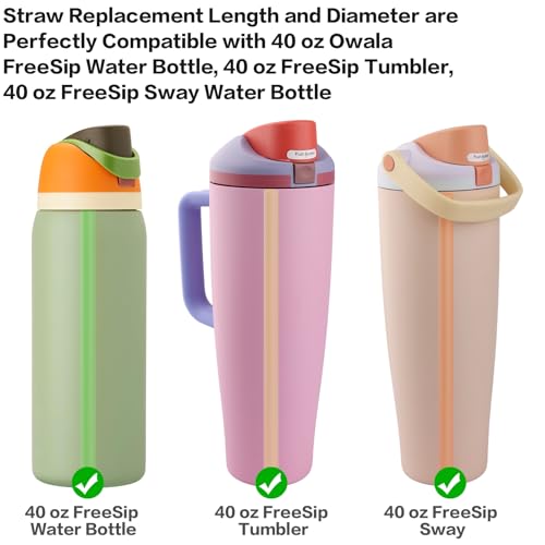 Replacement Straws for Owala FreeSip 40 Oz Bottle - Pink, Orange, Yellow