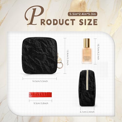 Playexen Marble Small PU Leather Makeup Bag for Purse & Travel Beige