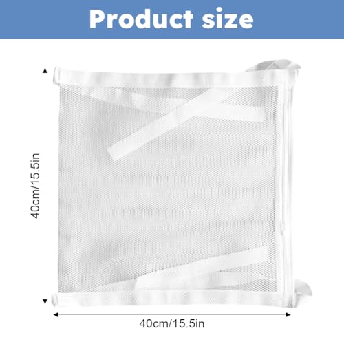 40x40cm Shoe Wash & Dry Mesh Bag with Zipper & Strap, Reusable Honeycomb Laundry Net for Sneakers