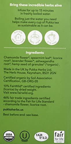 Pukka Organic Peace Herbal Tea with Ashwagandha & Hemp, 40 Tea Bags Total