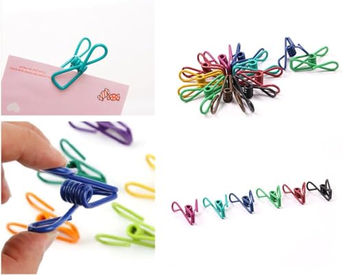 YIKANGHENG 20 Pcs 2-Inch Colorful Metal Chip Clips - Waterproof, Rustproof Bag & Clothes Pins