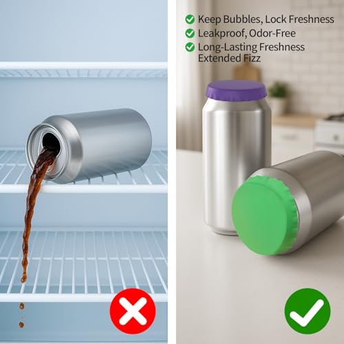 6-Pack Reusable Silicone Soda Can Lids - BPA-Free, Dustproof Can Covers
