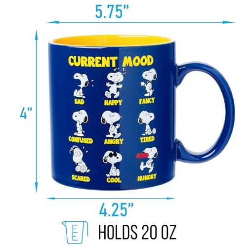 Silver Buffalo Peanuts Featuring Snoopy's Current Mood Various Emotions. Ceramic Mug, 20 Ounces