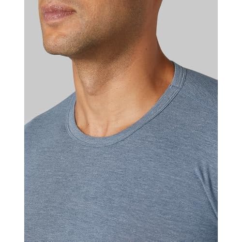 32 Degrees Heat Men's Lightweight Crew Base Layer Thermal Top | Form Fitting | Long Sleeve| 4-Way Stretch, Nile Blue Heather, Medium