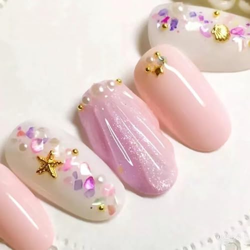 3D Gold Ocean Nail Charms Set - Starfish, Seashell Metal Studs DIY Manicure
