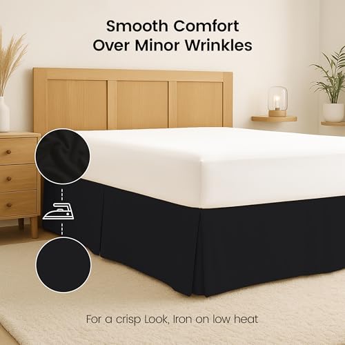 Utopia Bedding Twin Bed Skirt, 15-Inch Drop Pleated Dust Ruffle, Black