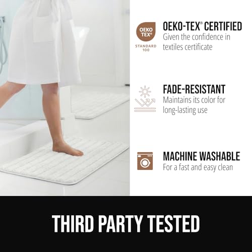 Gorilla Grip Textured Backing Memory Foam Bath Mat, 40x24 White