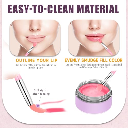 Mozeat Lens 12Pcs Silicone Lip Mask Applicator and Lipstick Brushes
