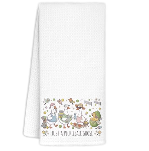 Cute Pickleball Goose Kitchen Towels - 16x24 Inch Decorative Hand Towels
