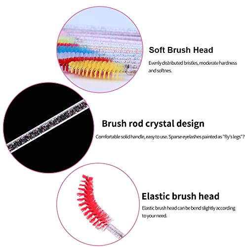 YITOU Disposable Eyelash Mascara Brushes and Crystal Spoolie Wand Applicators 50 PCS