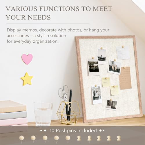 DOLLAR BOSS 16"x12" Beige Felt Bulletin Board – Aesthetic Wall Pin Board