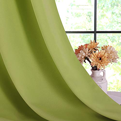 NICETOWN Fresh Green Blackout Curtain Panels, 70" x 95" - 2 Pack, Thermal Insulated Grommet Top Drapes