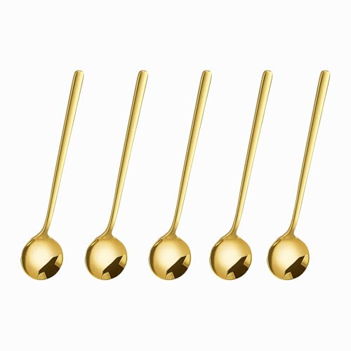 VIKVIM 5-Pack Stainless Steel Espresso Spoons - 5.3" Gold & Silver