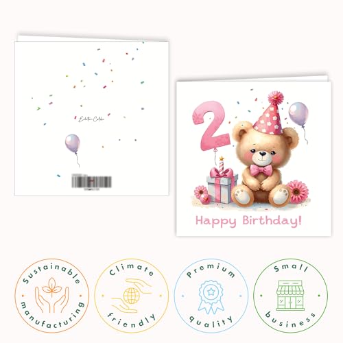 Teddy Bear Birthday Card with Kraft Envelope - 5.9 x 5.9 in