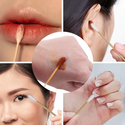 Yeetandoo 6-Inch Long Bamboo Cotton Swabs - 200 Pcs Wooden Handle Precision Applicators for Cleaning, Makeup, and Pet Care