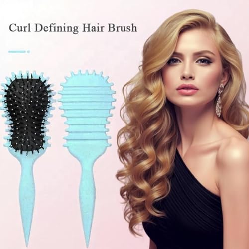 SEERSHINE Curl Defining Hair Brush – Blue Guitar-Shaped Detangler for Curly, Coily & Wavy Hair