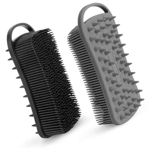 Vilnadu 2-in-1 Silicone Body Scrubber & Scalp Massager (Grey & Black)