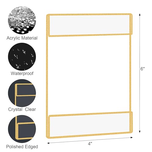 Bolidery 4x6 Acrylic Picture Frames, Gold Wall-Mount Floating Frames (Set of 6)