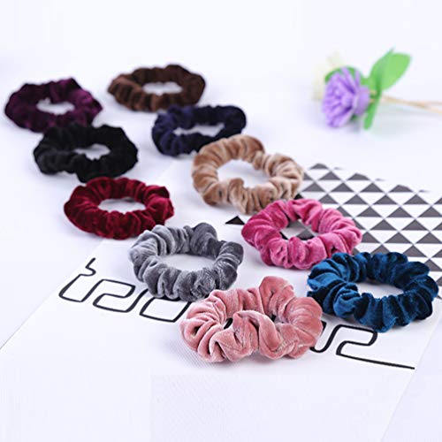 KINGMAS Velvet Hair Scrunchies 10 Pack Elastic Hair Ties for Women