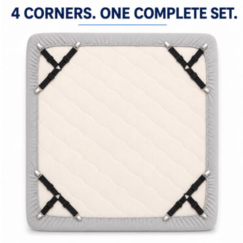 4-Pack Bed Sheet Holders with 3-Point Grip for Secure Fitted Sheets