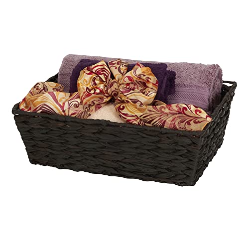 Household Essentials Wicker Storage Baskets, Set of 4, Handwoven Accent Baskets, Braided Water Hyacinth, Large, Medium and Small, Storage, Stylish and Versatile, Brown