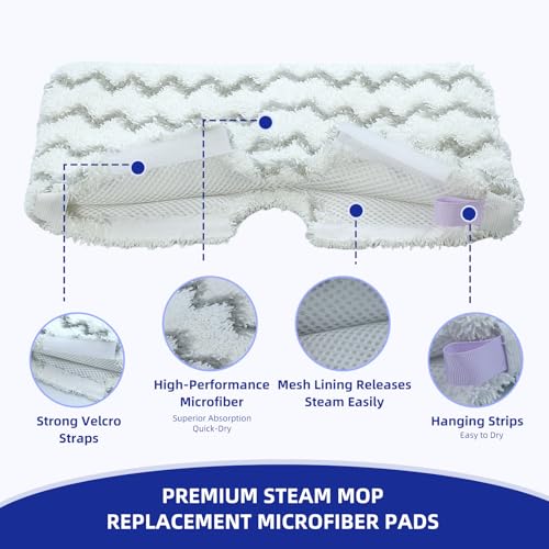 Shark Steam Mop Replacement Pads, Washable Microfiber, 2 Pack