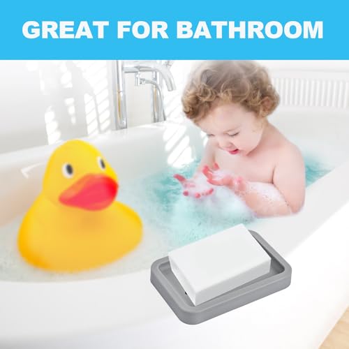 Mcyye 2PCS Grey Soap Holders - Premium Plastic Dish for Bath & Kitchen