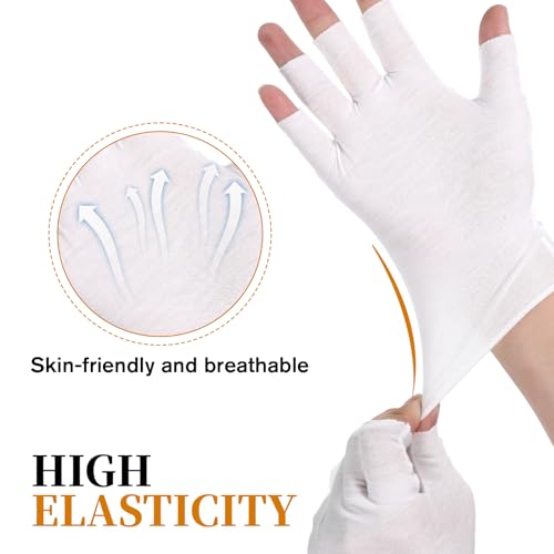 5 Pairs White Cotton Moisturizing Gloves Fingerless Half Finger Design
