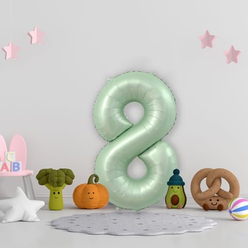 40 Inch Olive Green Number 8 Balloon - Foil Mylar Decoration
