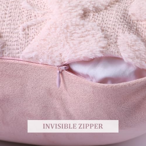 Pink Butterfly Pillow Covers Set of 2 18x18 Inch Faux Fur Decorative Throw Pillows