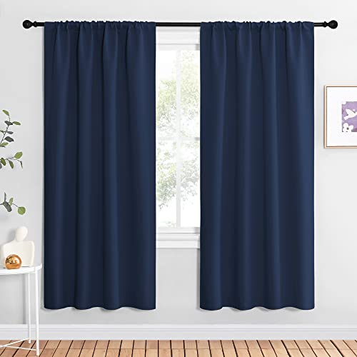 NICETOWN Navy Blue Blackout Curtains - Thermal Insulated Drapes, 42x72 inches