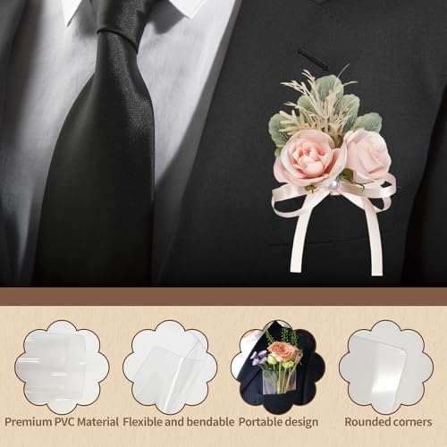 15 Pack Pocket Boutonniere Plastic Sleeve Holder for Suit Jacket Chest Pocket
