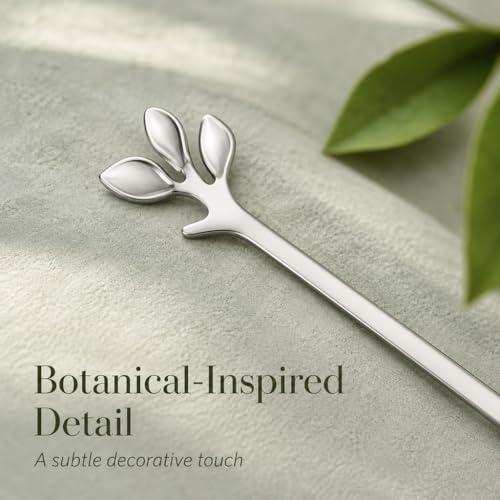 Elegant Stainless Steel Coffee Spoons - 4.7 Inch Leaf Design, 4 Pcs