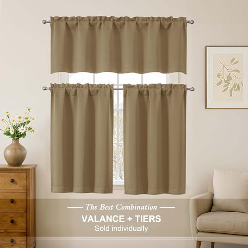 30"W x 24"L Taupe Light Blocking Cafe Curtains (Pack of 2)