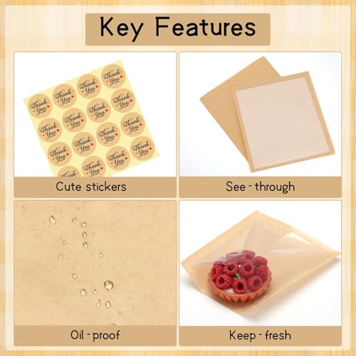 120 Pack Cookie Bags with Window, 5.7x6.5 Inch Grease Resistant Bakery Bags