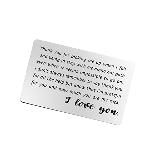 Engraved Metal Wallet Insert Card Romantic Appreciation Gift for Husband Boyfriend