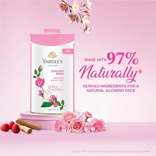 Yardley London English Rose Perfumed Deodorizing Talcum Powder 100g